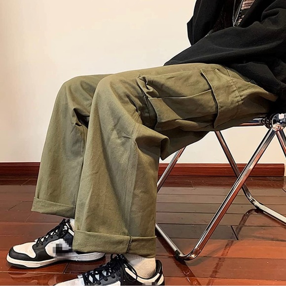 Y2k Baggy Cargo Pants - Forest Green - Picture 2 of 7